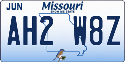 MO license plate AH2W8Z