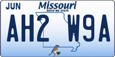 MO license plate AH2W9A