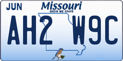 MO license plate AH2W9C