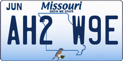 MO license plate AH2W9E