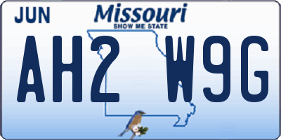 MO license plate AH2W9G