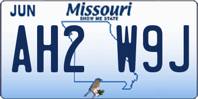 MO license plate AH2W9J