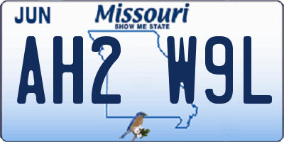 MO license plate AH2W9L