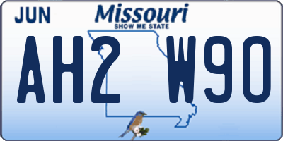 MO license plate AH2W9O