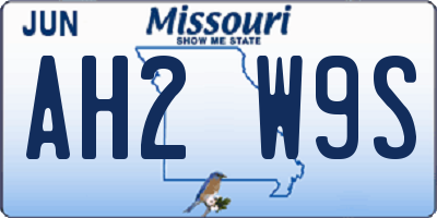 MO license plate AH2W9S