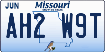 MO license plate AH2W9T