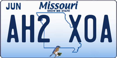 MO license plate AH2X0A