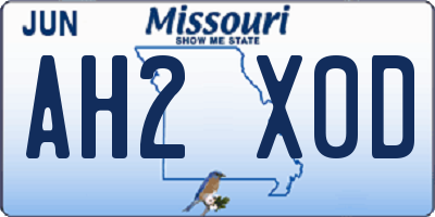 MO license plate AH2X0D