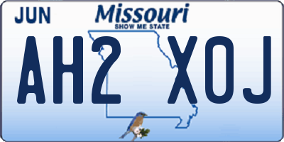MO license plate AH2X0J