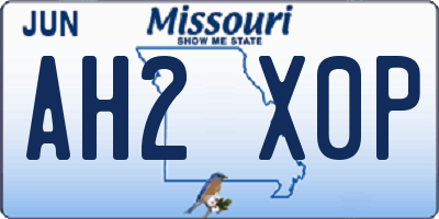 MO license plate AH2X0P