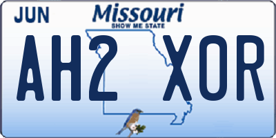 MO license plate AH2X0R