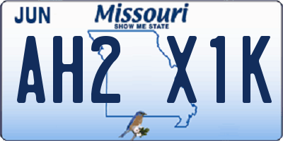 MO license plate AH2X1K