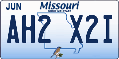 MO license plate AH2X2I