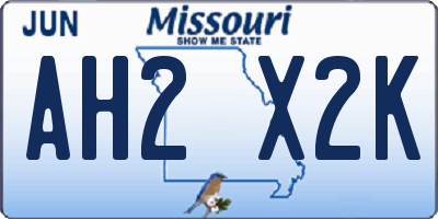 MO license plate AH2X2K
