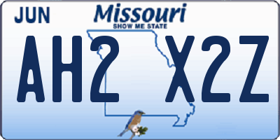 MO license plate AH2X2Z