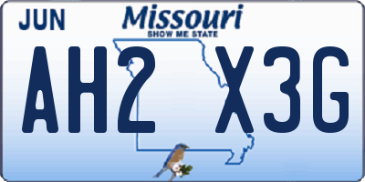 MO license plate AH2X3G