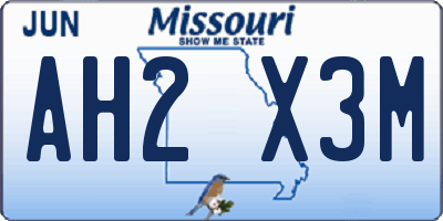 MO license plate AH2X3M