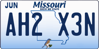 MO license plate AH2X3N