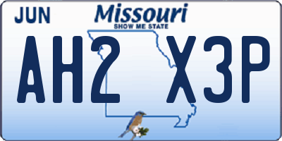 MO license plate AH2X3P