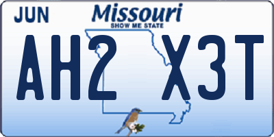 MO license plate AH2X3T