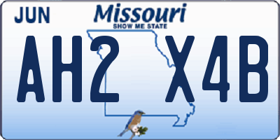 MO license plate AH2X4B