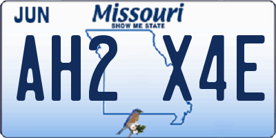 MO license plate AH2X4E