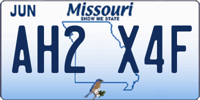 MO license plate AH2X4F