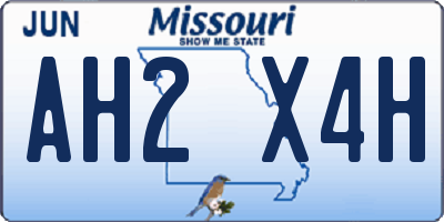MO license plate AH2X4H