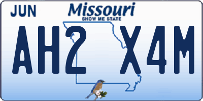 MO license plate AH2X4M