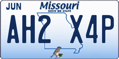 MO license plate AH2X4P