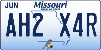 MO license plate AH2X4R
