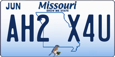 MO license plate AH2X4U