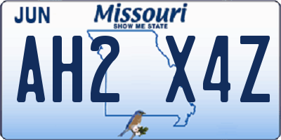 MO license plate AH2X4Z
