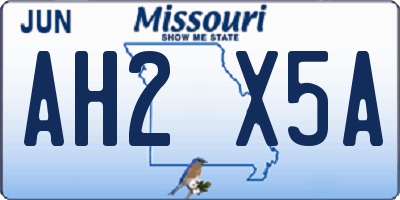 MO license plate AH2X5A