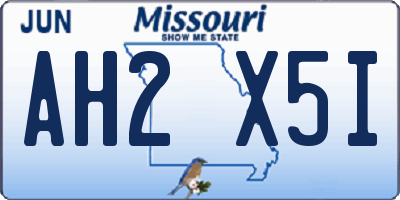 MO license plate AH2X5I