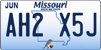 MO license plate AH2X5J