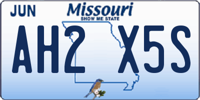 MO license plate AH2X5S