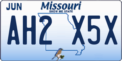 MO license plate AH2X5X