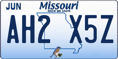 MO license plate AH2X5Z