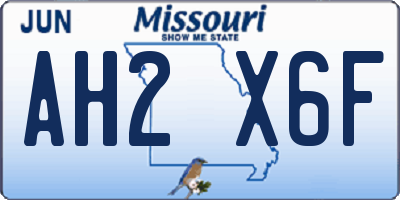 MO license plate AH2X6F