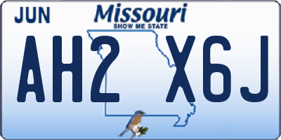 MO license plate AH2X6J