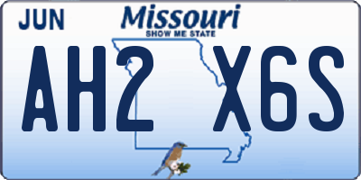 MO license plate AH2X6S