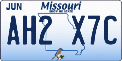 MO license plate AH2X7C