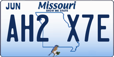 MO license plate AH2X7E