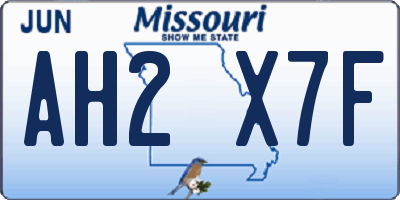 MO license plate AH2X7F