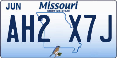 MO license plate AH2X7J
