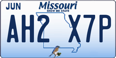 MO license plate AH2X7P