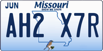 MO license plate AH2X7R