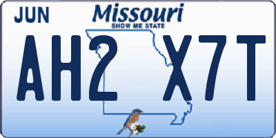 MO license plate AH2X7T