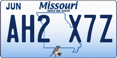 MO license plate AH2X7Z